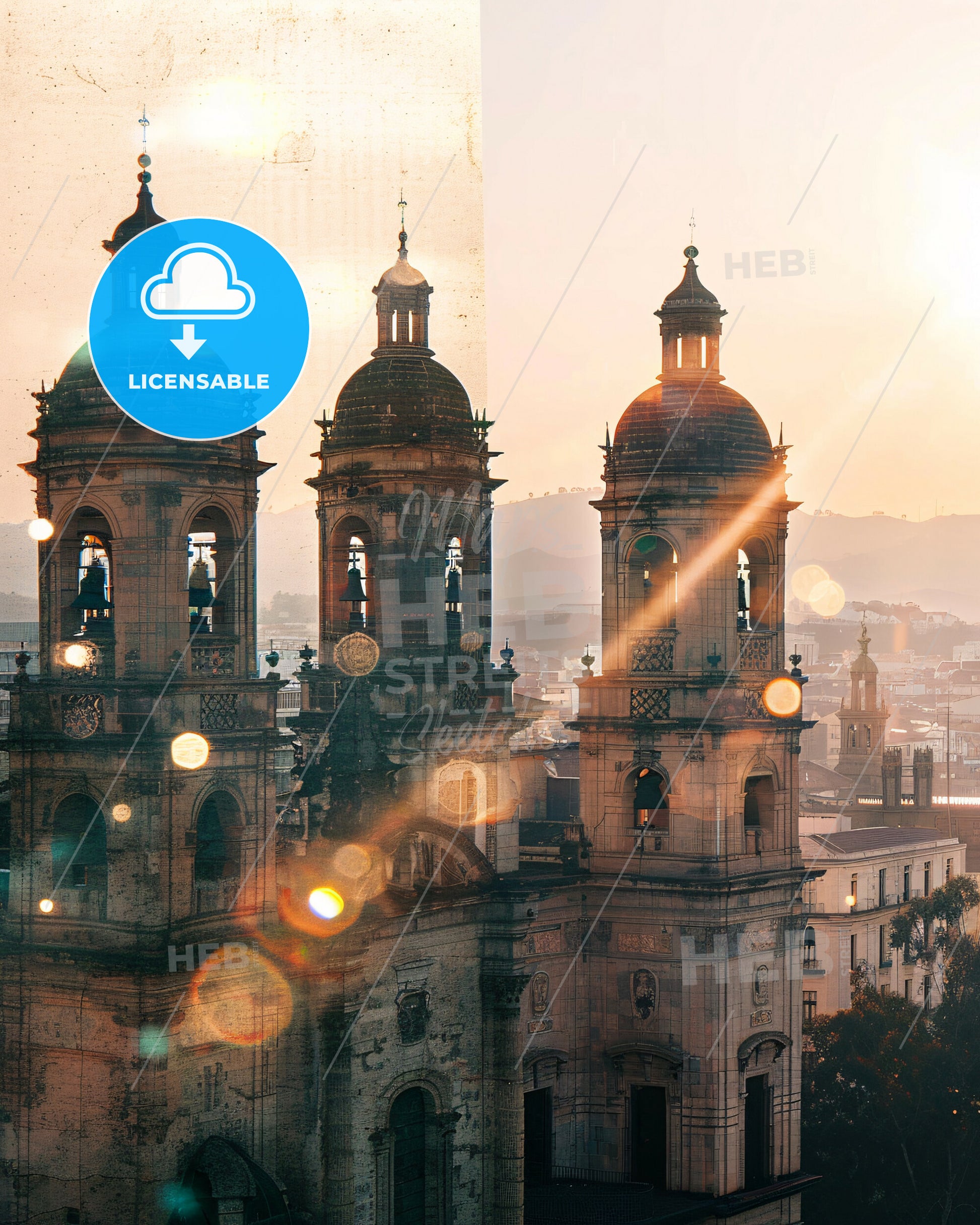 Burgos: City Skyline Architectural Sparkle - A large building with towers and domes