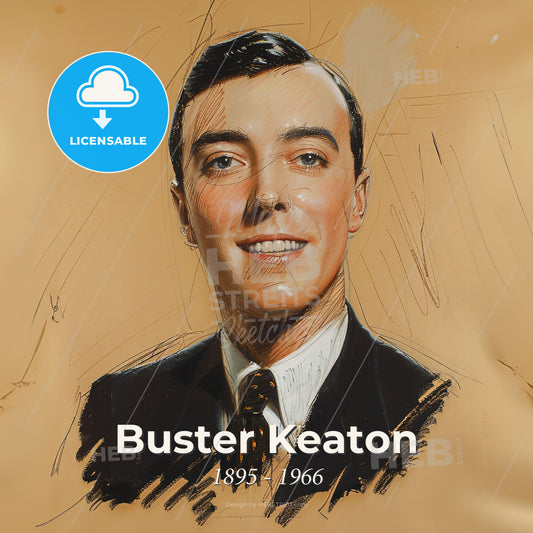 Buster Keaton, 1895 - 1966, American comic actor - A Man In A Suit Print Template