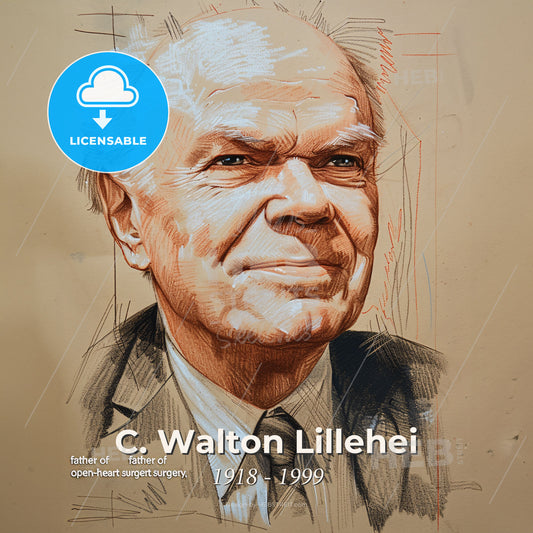 C. Walton Lillehei, 1918 - 1999, American cardiac surgeon - A Drawing Of A Man Print Template