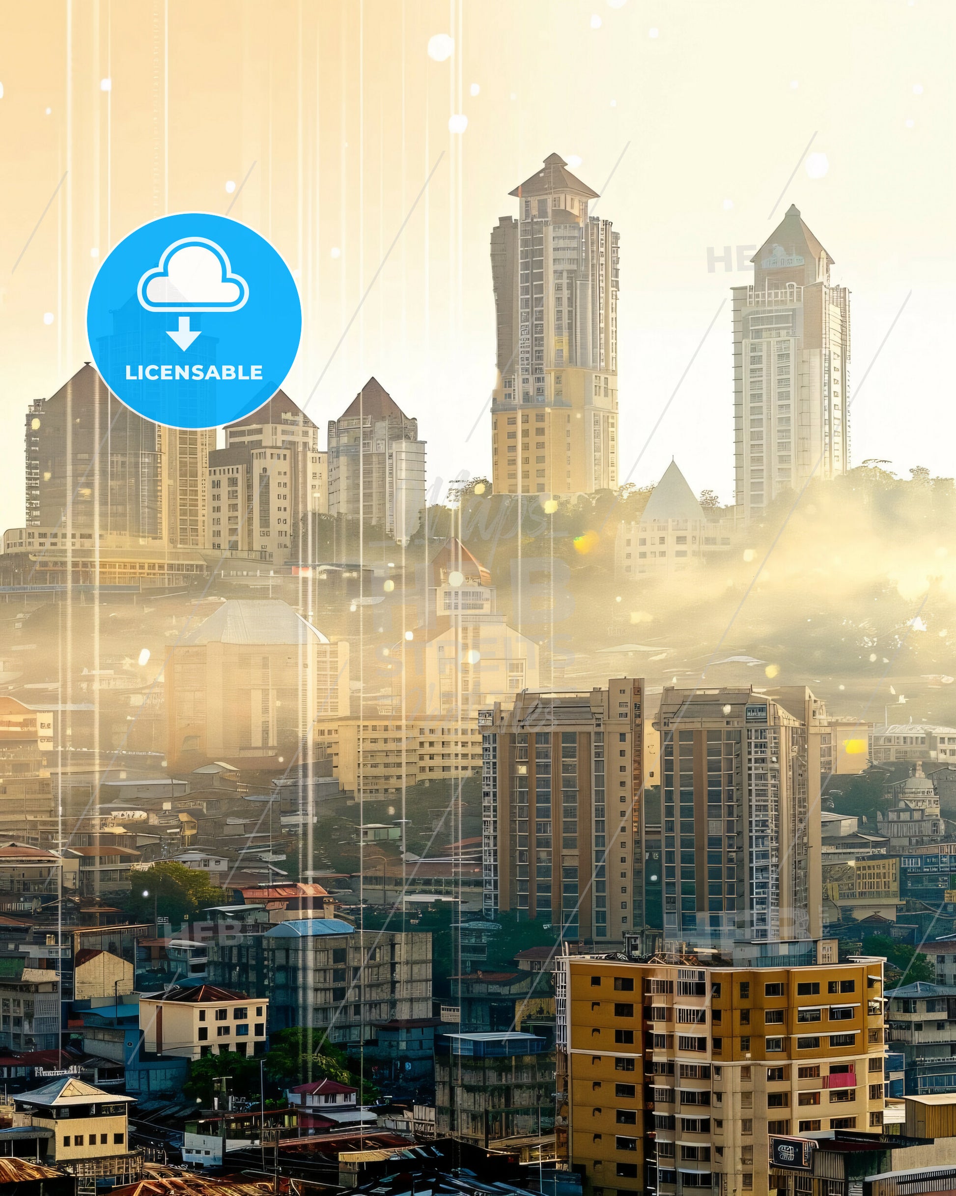 Cagayan de Oro Skyline Composite Art - A city with many tall buildings