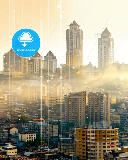 Cagayan de Oro Skyline Composite Art - A city with many tall buildings