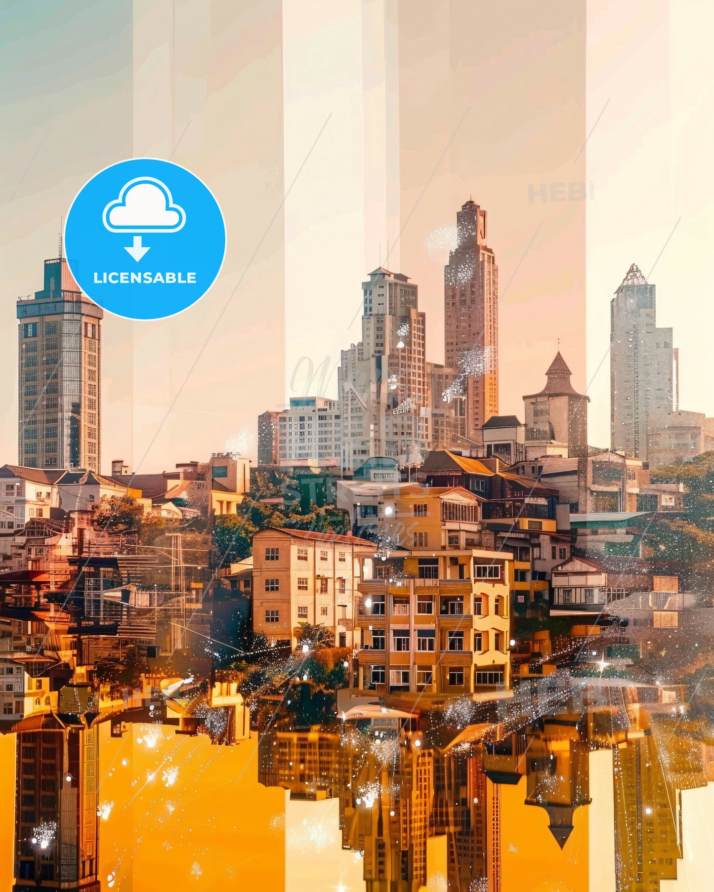 Cagayan de Oro Skyline Composite Art Cityscape - A city with many buildings