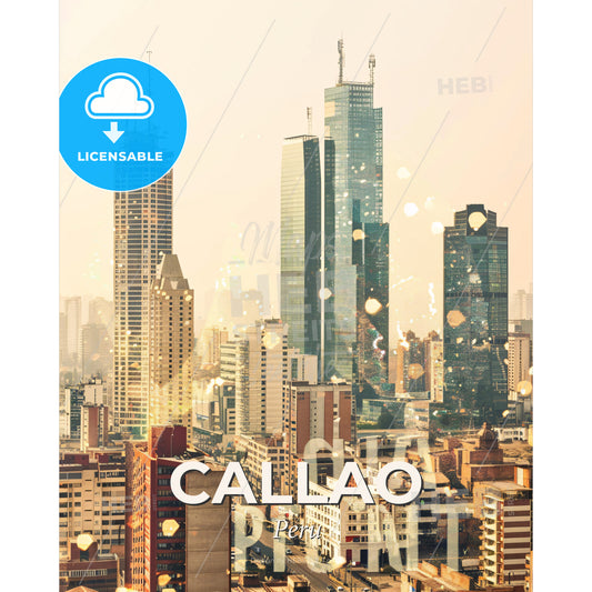 Callao Skyline Double Exposure Composite Art - A city with tall buildings - Square format print template