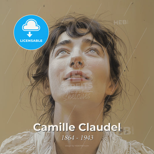 Camille Claudel, 1864 - 1943, French sculptor - A Woman Looking Up To The Sky Print Template