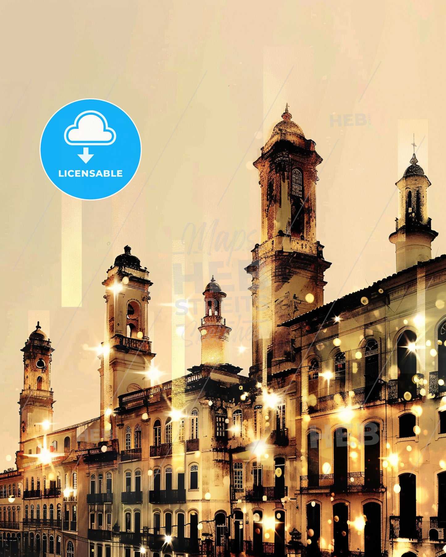 Campo Grande City Skyline Composite Art Poster - A building with many towers and lights