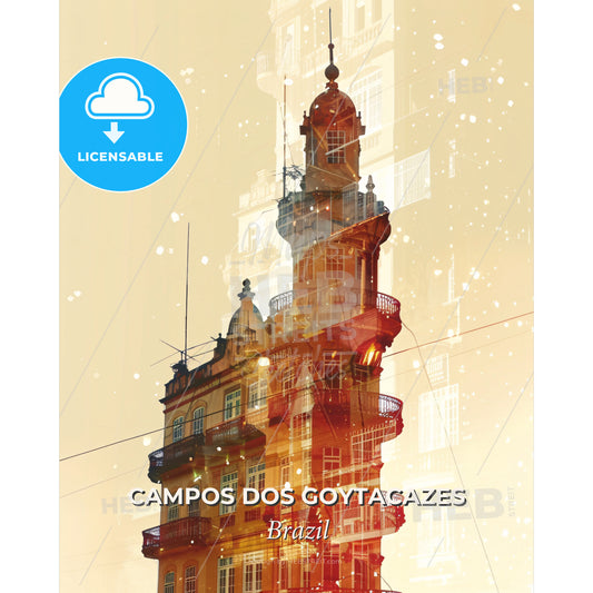 Campos Dos Goytacazes City Art Poster - A building with a tower - Square format print template