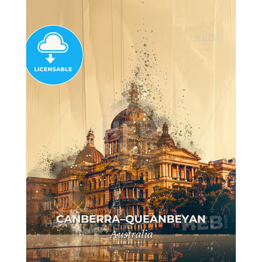 Canberra Queanbeyan Skyline Art Composite Dazzling Poster - A building with a dome on top - Square format print template