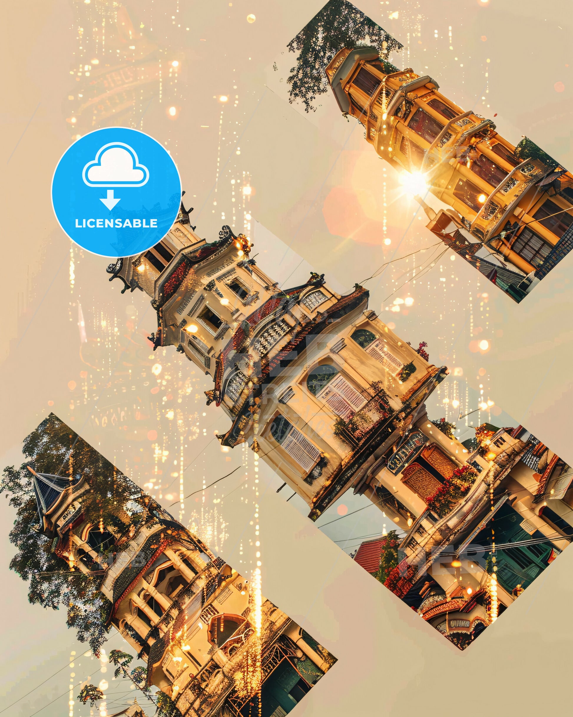 Cantho, Vietnam: Lights and Icons of the Skyline - A group of buildings