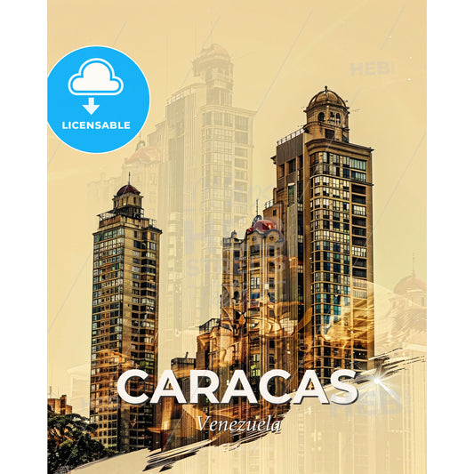 Caracas Skyline Composite Art Poster - A group of tall buildings - Square format print template