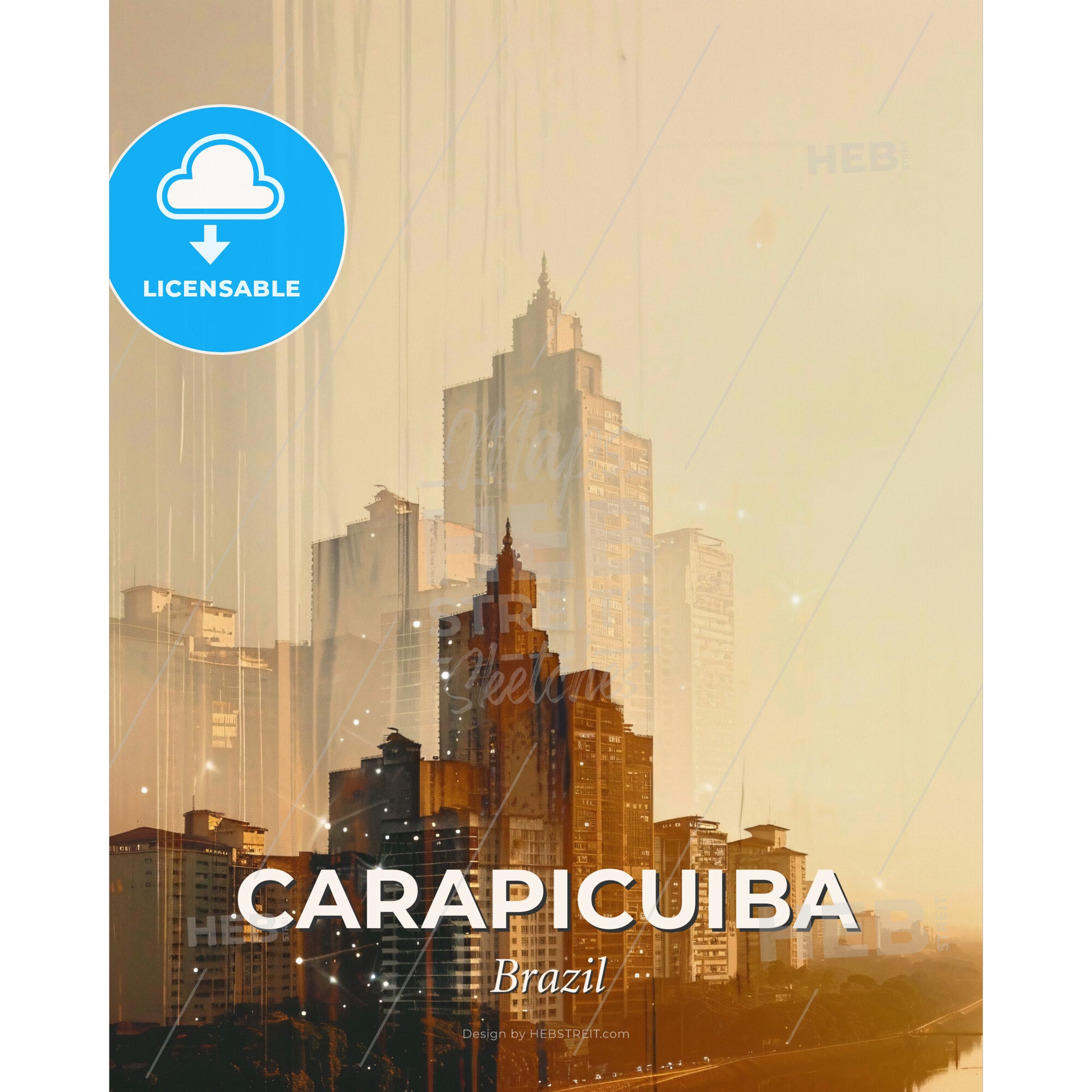 Carapicuiba: Past and Future Skyline - A city skyline with many tall buildings - Square format print template