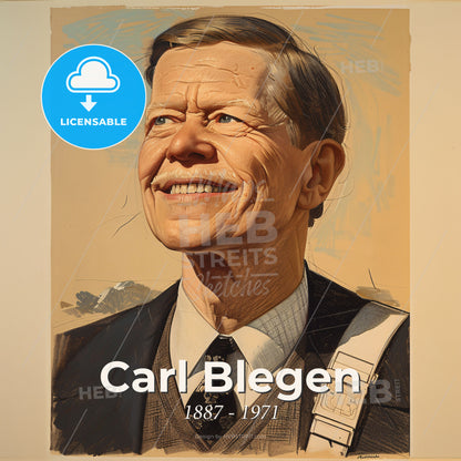 Carl Blegen, 1887 - 1971, American archaeologist - A Man Smiling With A Tie Print Template
