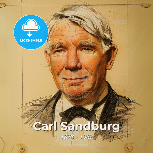 Carl Sandburg, 1878 - 1967, American poet - A Drawing Of A Man Print Template