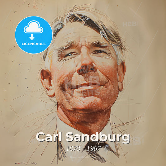 Carl Sandburg, 1878 - 1967, American poet - A Drawing Of A Man Print Template