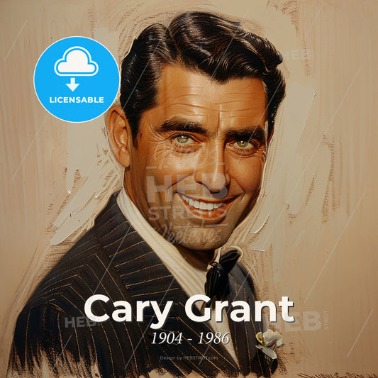 Cary Grant, 1904 - 1986, British-American actor - A Man Smiling At The Camera Print Template