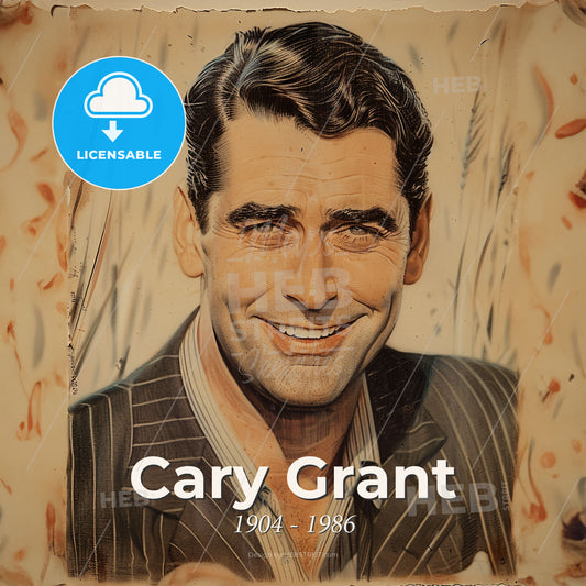 Cary Grant, 1904 - 1986, British-American actor - A Man Smiling At The Camera Print Template