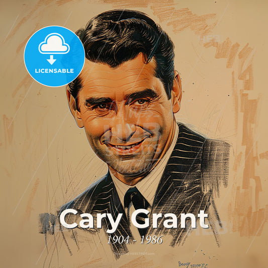 Cary Grant, 1904 - 1986, British-American actor - A Man In A Suit Smiling Print Template