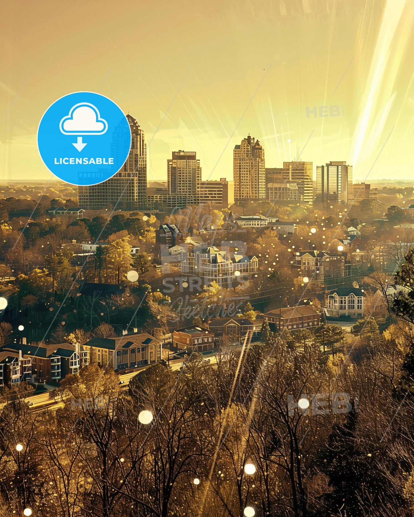 Cary, North Carolina: City Skyline Composite Art - A city with trees and buildings