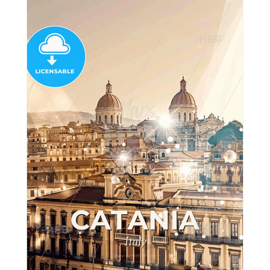 Catania: Art Cityscape Symphony - A city with many buildings - Square format print template