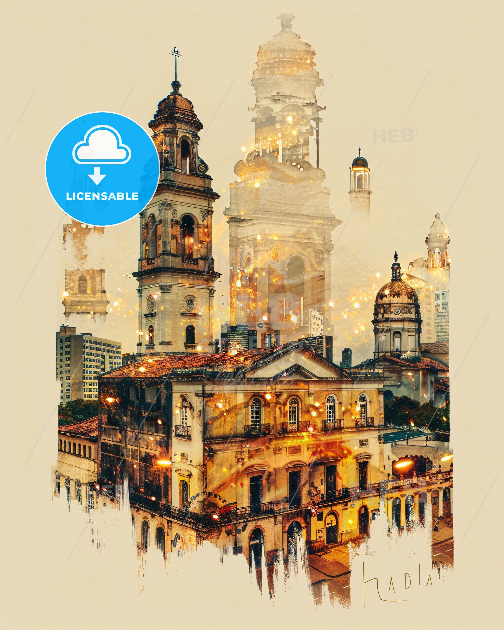 Caucaia's Skyline Architecture Composite Art Poster Print - A city with many towers