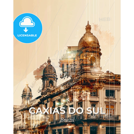 Caxias do Sul City Pop Art Poster - A building with a dome on top - Square format print template