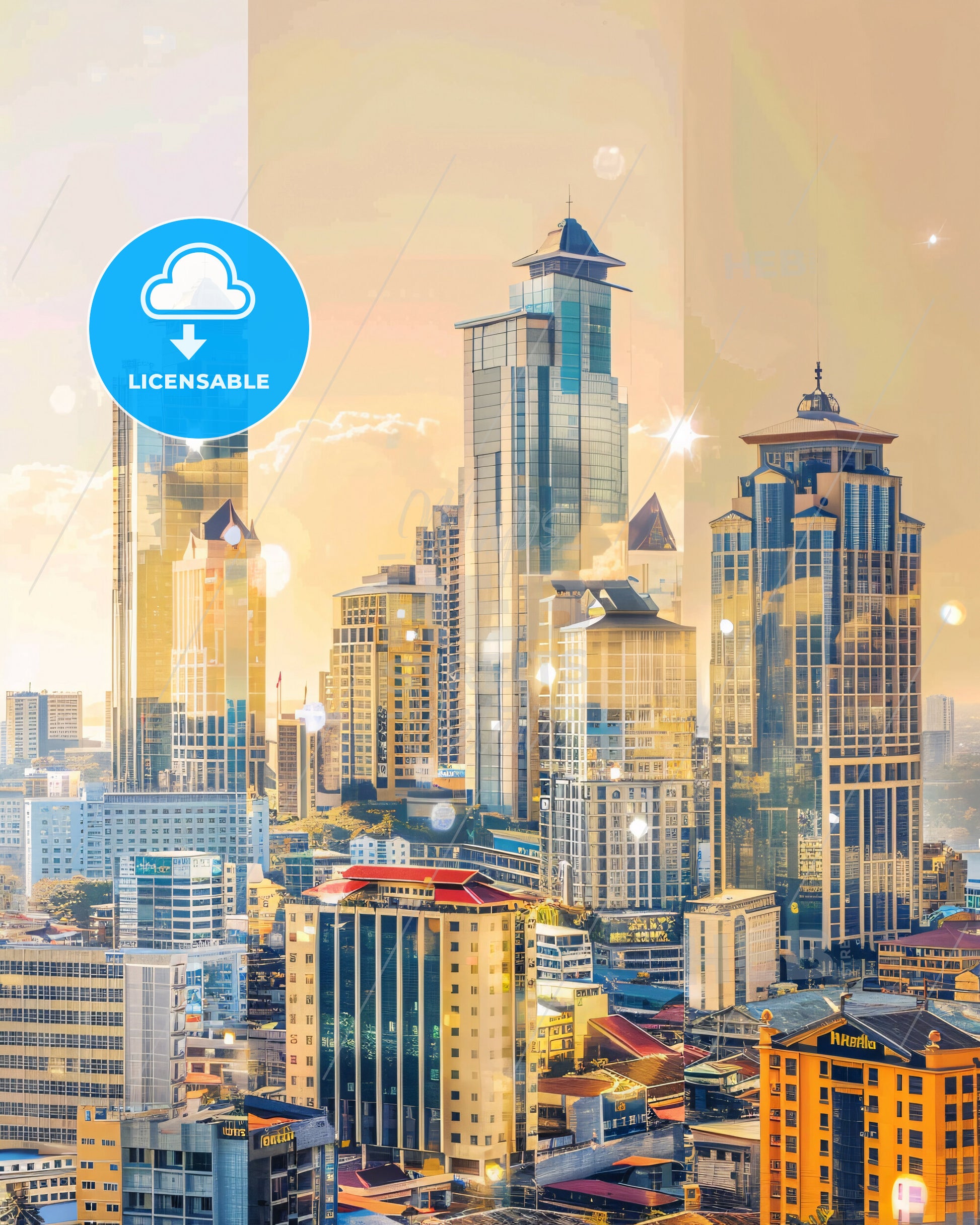 Cebu City Skyline Art: Philippine Architecture Beauty - A city skyline with many tall buildings