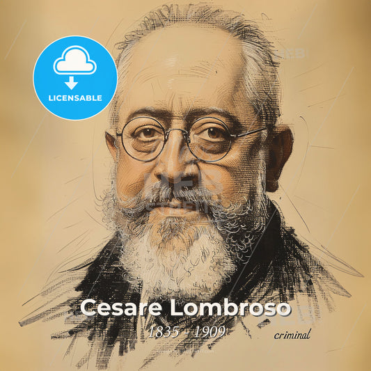 Cesare Lombroso, 1835 - 1909, Italian criminologist - A Man With A Beard And Glasses Print Template
