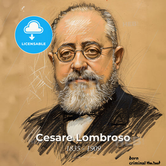 Cesare Lombroso, 1835 - 1909, Italian criminologist - A Drawing Of A Man With Glasses Print Template