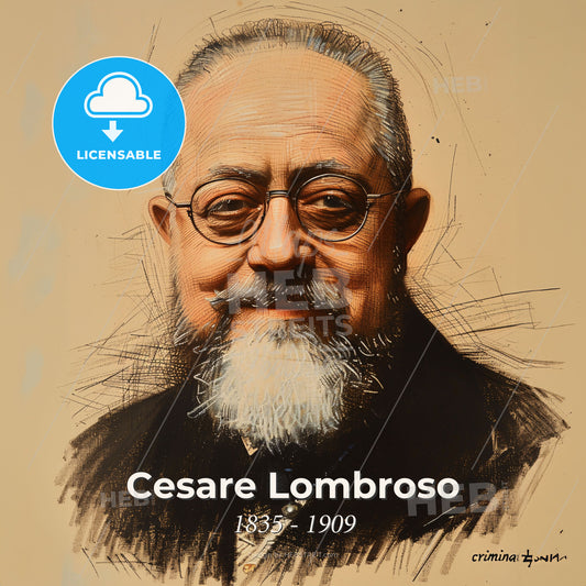 Cesare Lombroso, 1835 - 1909, Italian criminologist - A Portrait Of A Man With A Beard Print Template