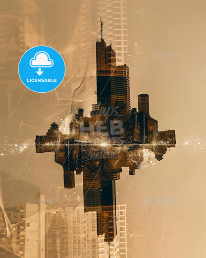 Chamartín: Double Exposure of Architecture and City - A city skyline with lights