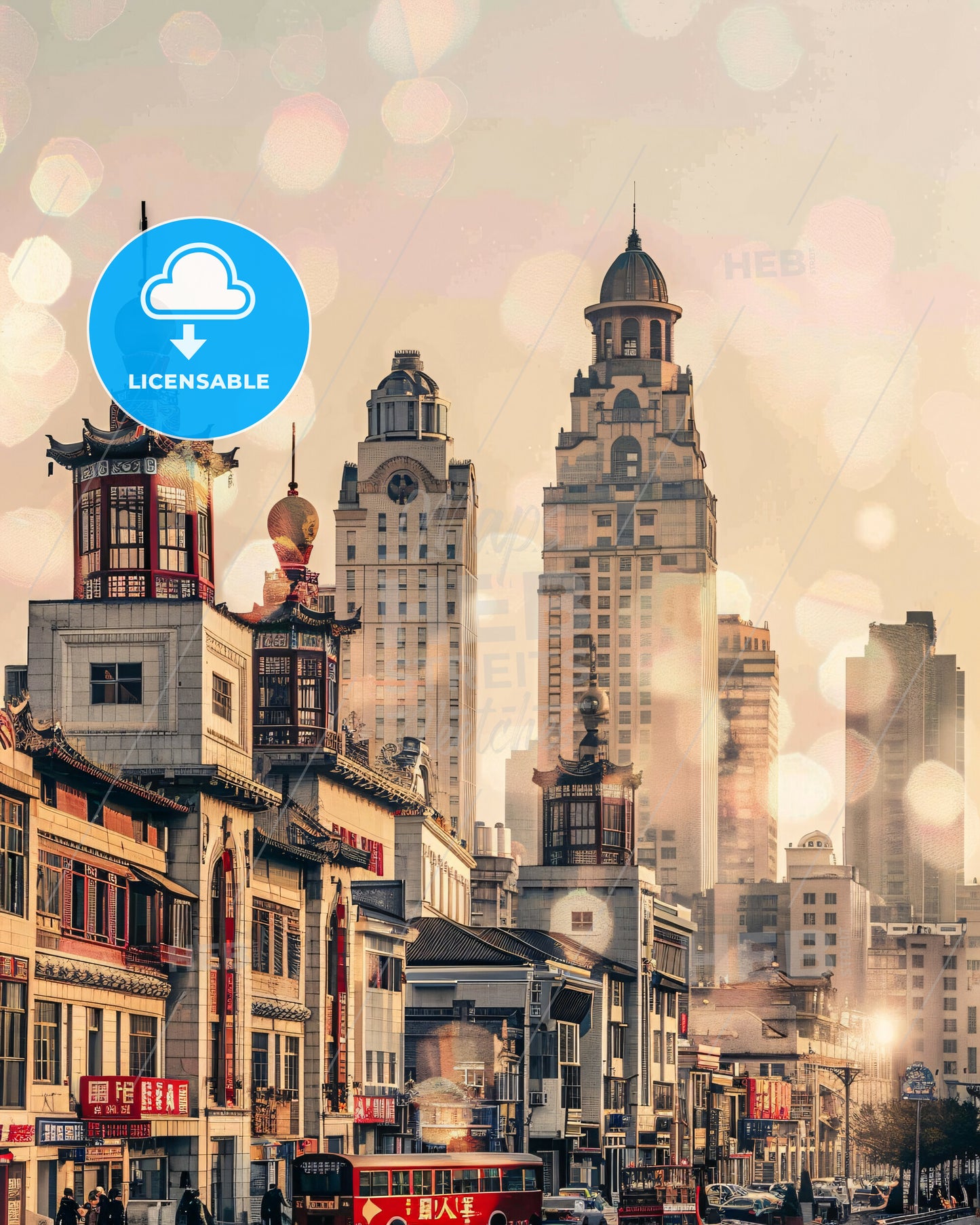 Changchun Double Exposure Art Skyline - A city with tall buildings