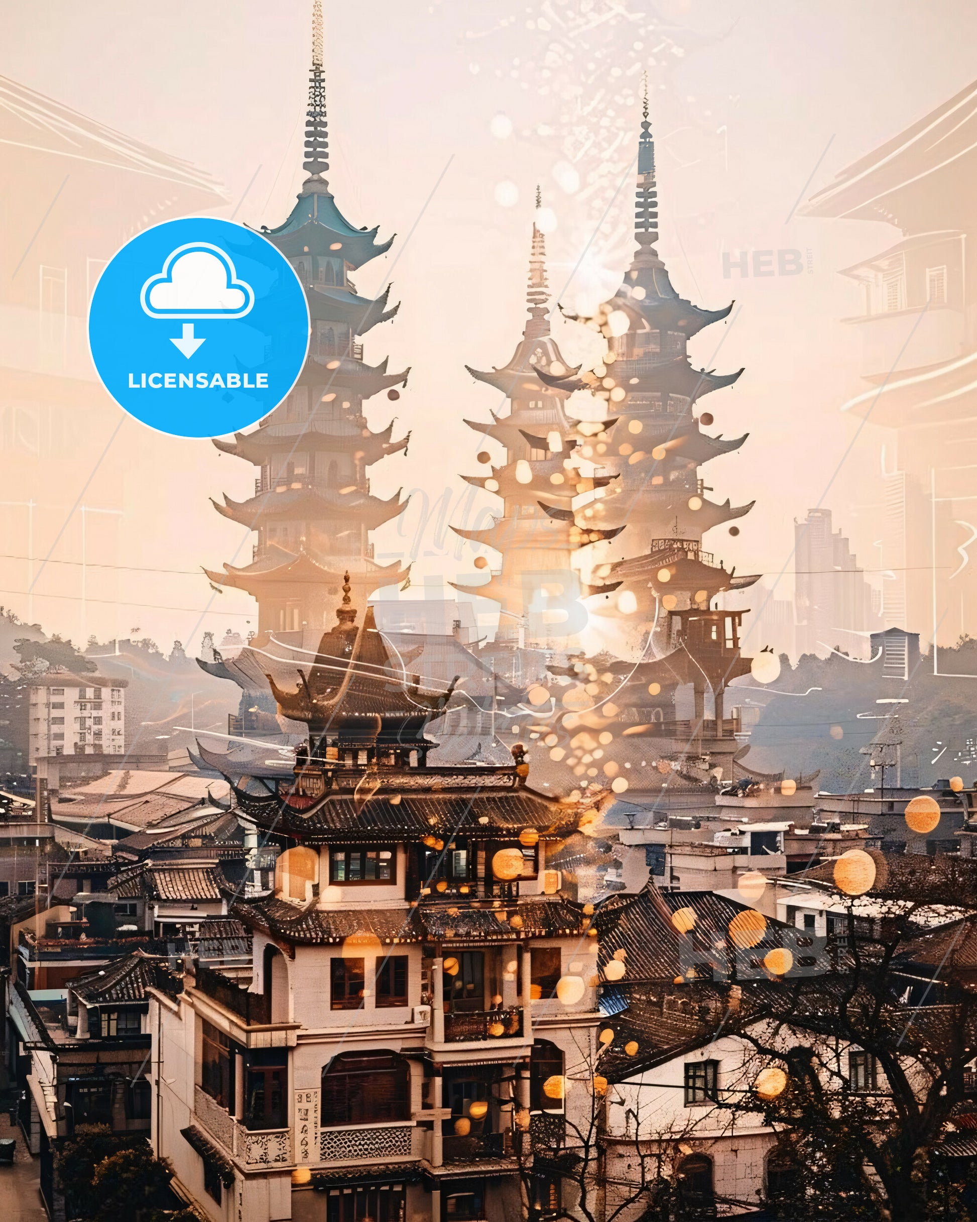 Changshu Skyline Art: Sparkle of the City - A group of buildings with towers