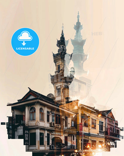 Changshu Skyline Double Exposure Poster Art - A double exposure of a building