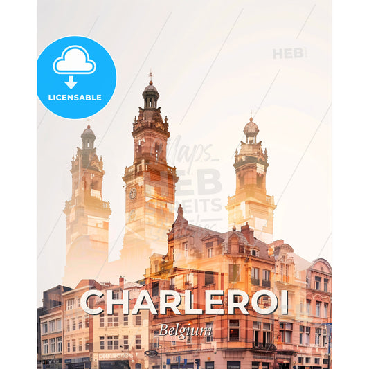 Charleroi City Skyline Composite Art Bright Poster - A multiple exposure of a building - Square format print template