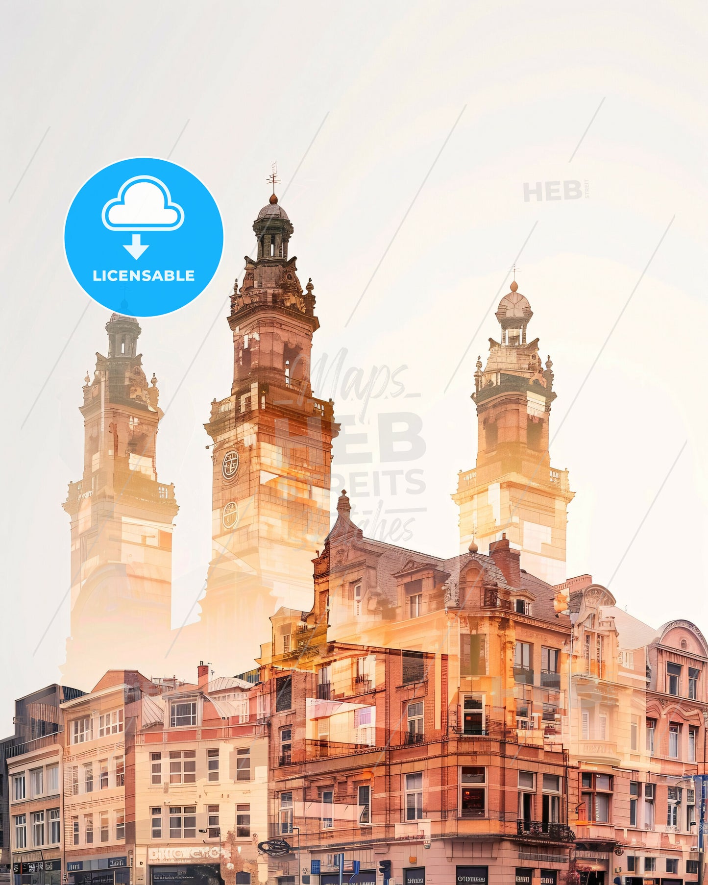 Charleroi City Skyline Composite Art Bright Poster - A multiple exposure of a building