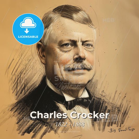 Charles Crocker, 1822 - 1888, American industrialist - A Drawing Of A Man With A Mustache Print Template