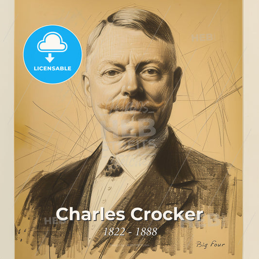 Charles Crocker, 1822 - 1888, American industrialist - A Drawing Of A Man With A Mustache Print Template