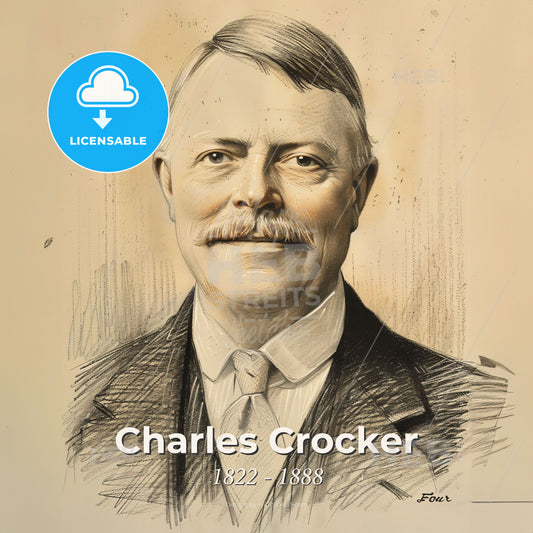 Charles Crocker, 1822 - 1888, American industrialist - A Man With A Mustache Wearing A Suit And Tie Print Template