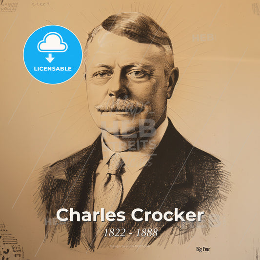 Charles Crocker, 1822 - 1888, American industrialist - A Man With A Mustache Wearing A Suit And Tie Print Template