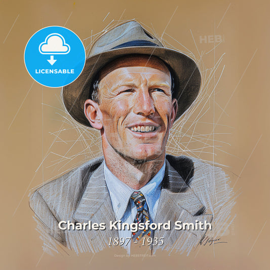 Charles Kingsford Smith, 1897 - 1935, Australian aviator - A Man In A Suit And Hat Print Template
