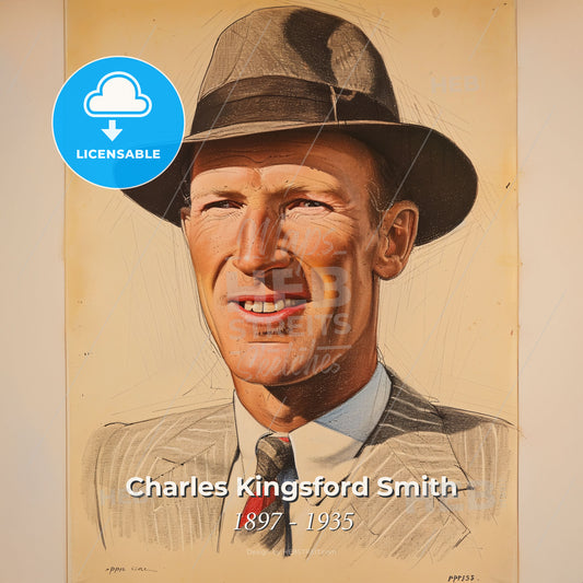 Charles Kingsford Smith, 1897 - 1935, Australian aviator - A Man Wearing A Hat Print Template