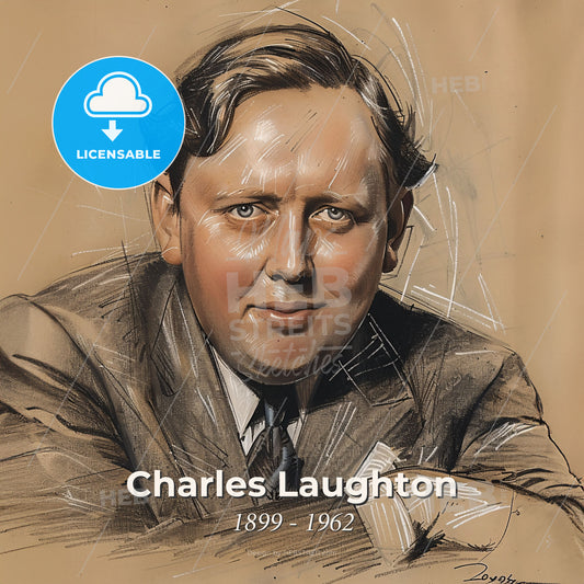 Charles Laughton, 1899 - 1962, British actor - A Drawing Of A Man Print Template
