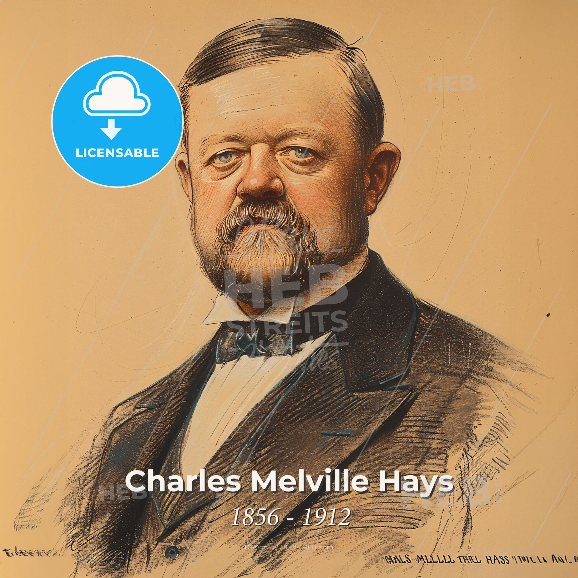 Charles Melville Hays, 1856 - 1912, American-Canadian railway executive - A Portrait Of A Man Print Template