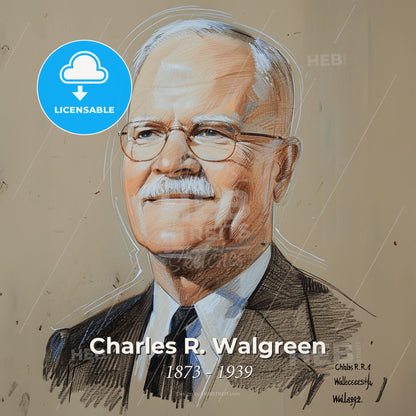 Charles R. Walgreen, 1873 - 1939, American pharmacist and businessman - A Drawing Of A Man Print Template