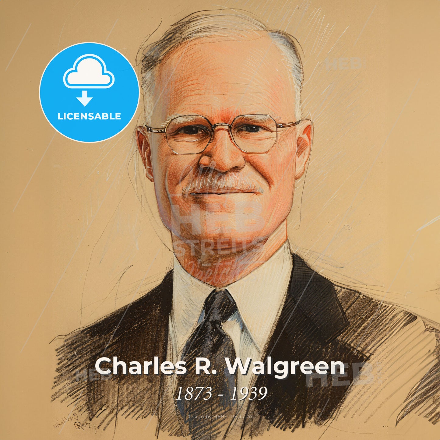 Charles R. Walgreen, 1873 - 1939, American pharmacist and businessman - A Man Wearing Glasses And A Suit Print Template