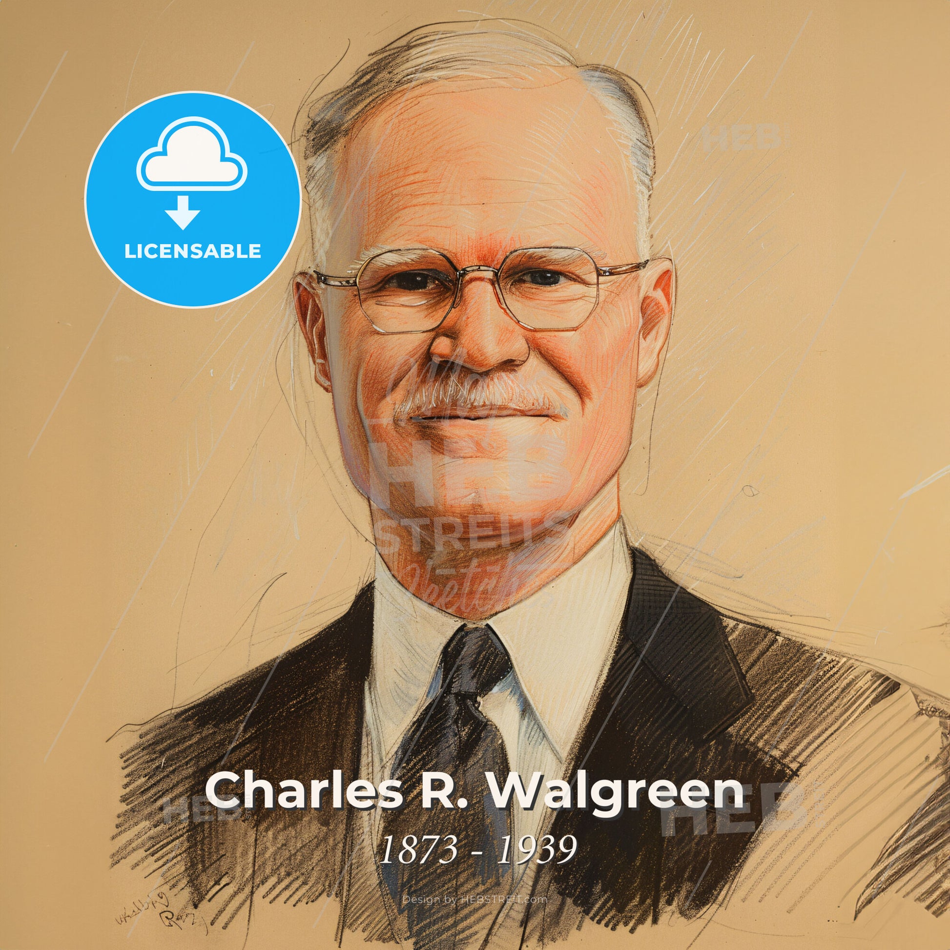 Charles R. Walgreen, 1873 - 1939, American pharmacist and businessman - A Man Wearing Glasses And A Suit Print Template