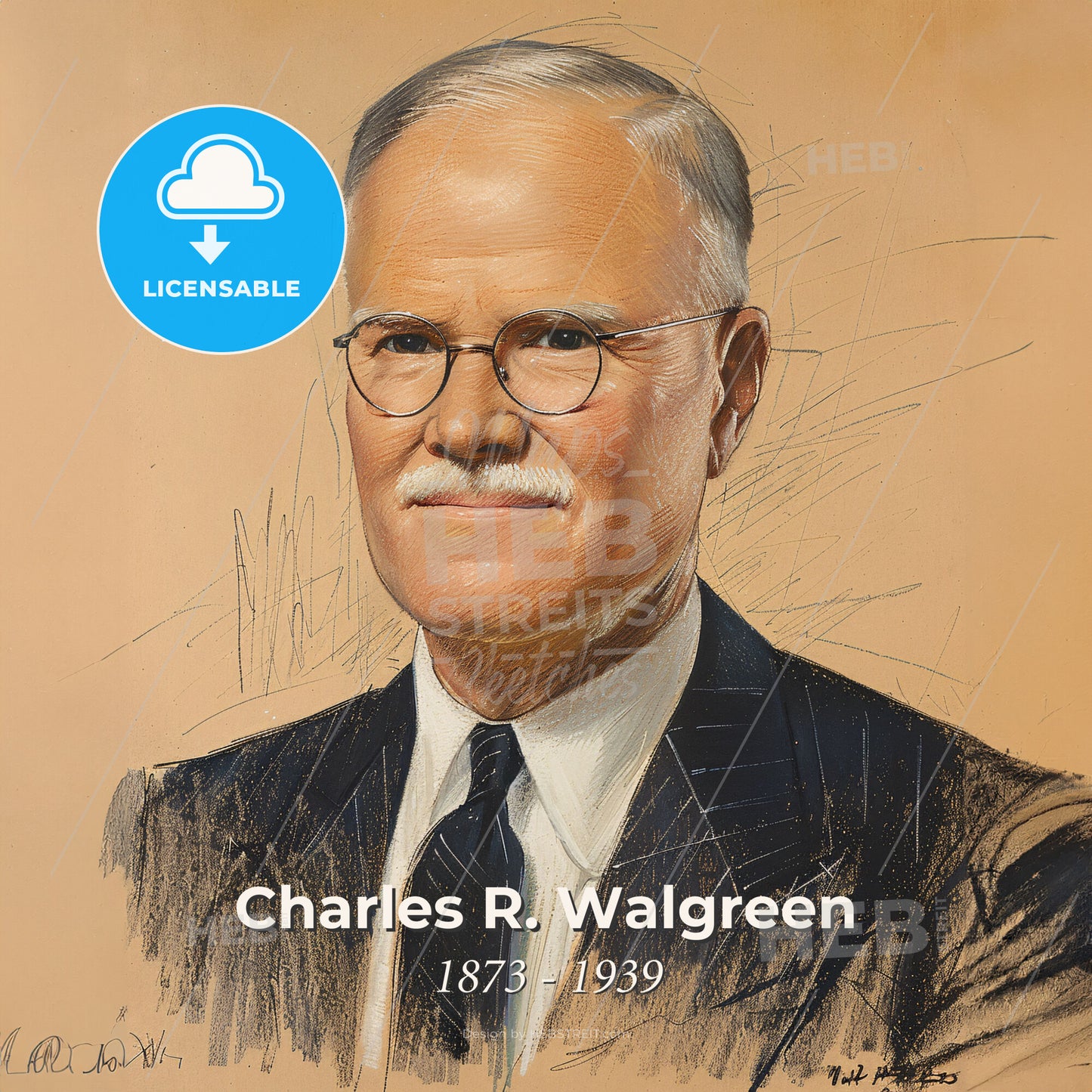 Charles R. Walgreen, 1873 - 1939, American pharmacist and businessman - A Man Wearing Glasses And A Suit Print Template