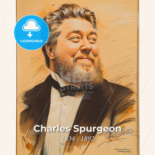 Charles Spurgeon, 1834 - 1892, British preacher and author - A Portrait Of A Man Print Template