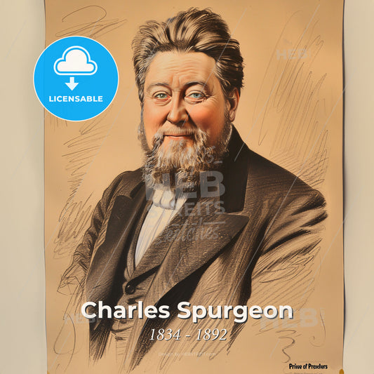 Charles Spurgeon, 1834 - 1892, British preacher and author - A Portrait Of A Man Print Template
