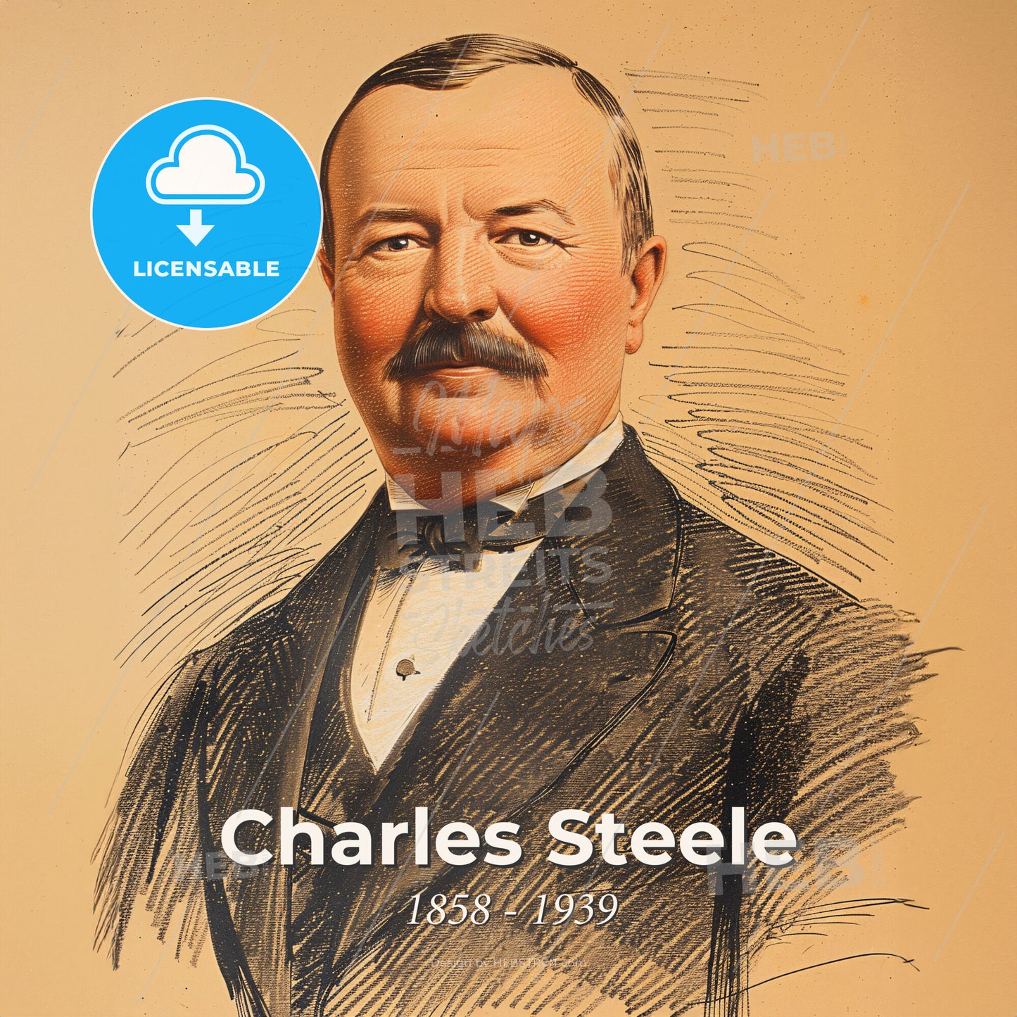 Charles Steele, 1858 - 1939, American investment banker - A Man With A Mustache Wearing A Suit Print Template