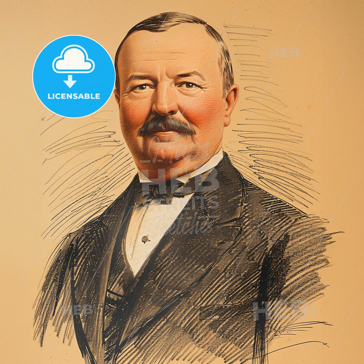 Charles Steele, 1858 - 1939, American investment banker - A Man With A Mustache Wearing A Suit